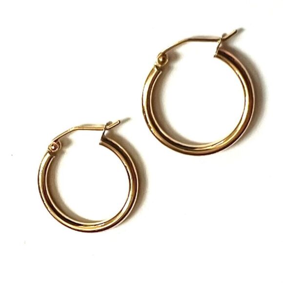 14K real gold Hoop Earrings | Hoop earrings | 2 mm thickness | 20 mm Diameter | - Picture 5 of 7